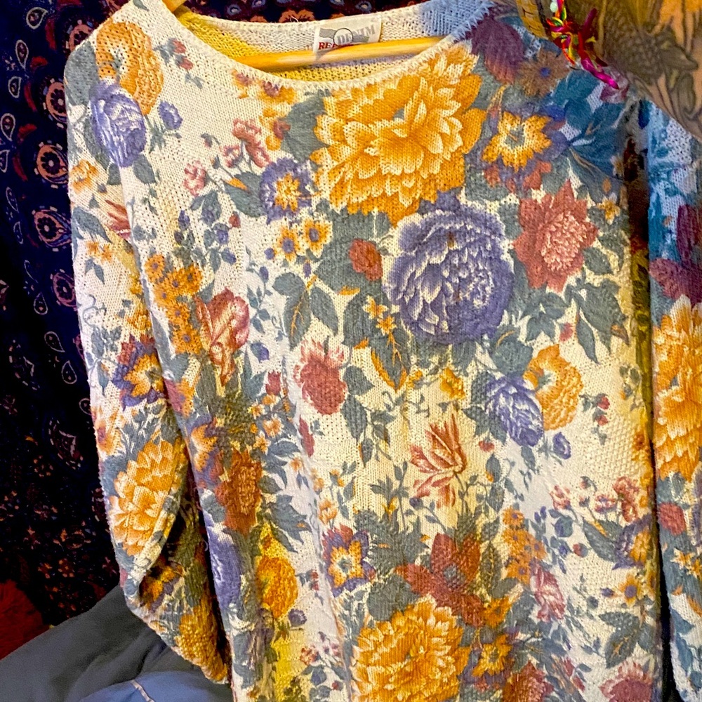 80s Floral Knit Sweater vintage
